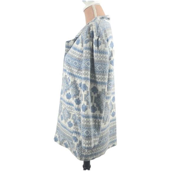 Vintage 90s Just Dawn Flannel Blazer Blue Aztec Size Medium - Picture 2 of 5